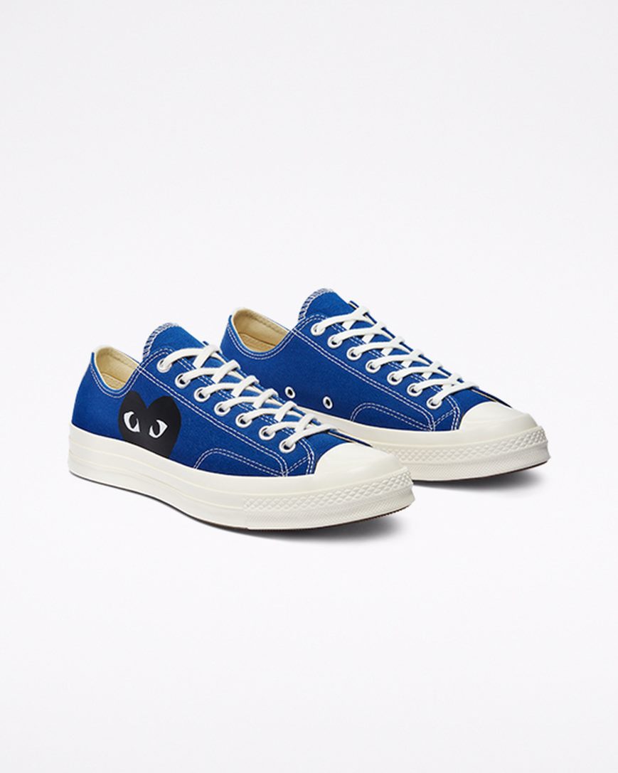 Tenis Converse x Comme des Garçons PLAY Chuck 70 Cano Baixo Masculino Azuis Pretas | PT X0543P8